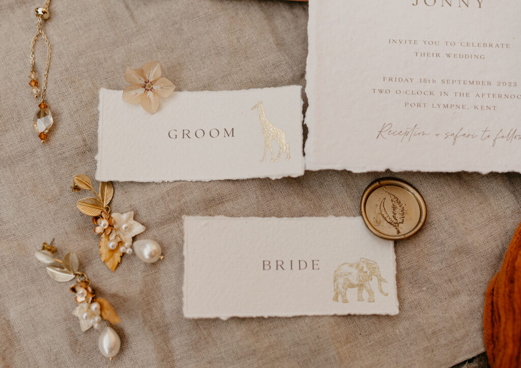 Port Lympne Wedding. UK Safari Wedding Venue. Wildlife wedding stationery