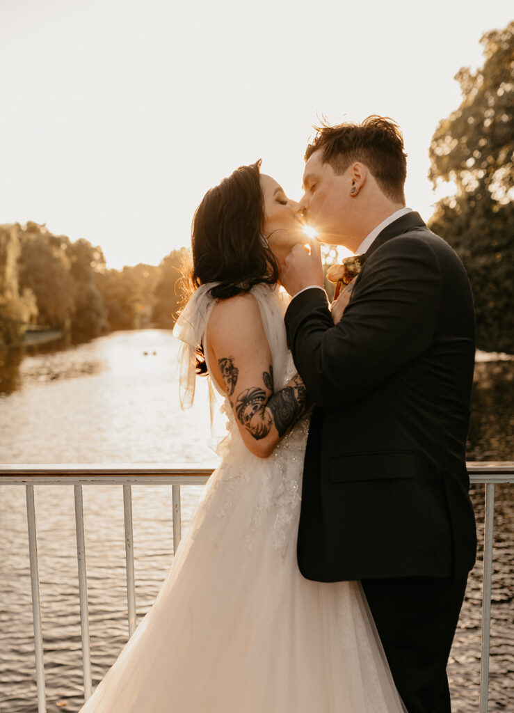 Sunset London wedding portrait