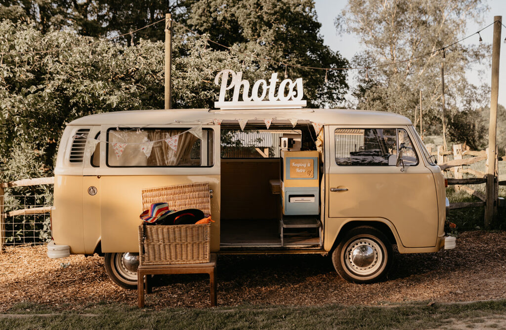 Campervan photobooth at a wedding in Kent