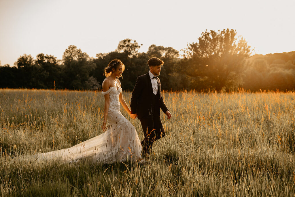 Sunset couple photo at Oak Tree Barn in Kent