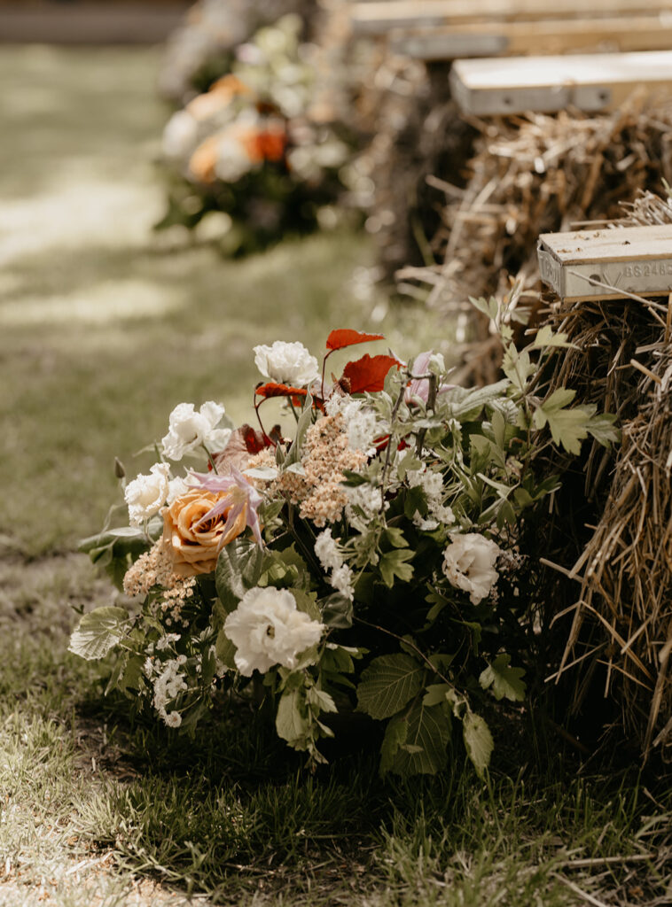 Wedding flowers at Oak Tree Barn