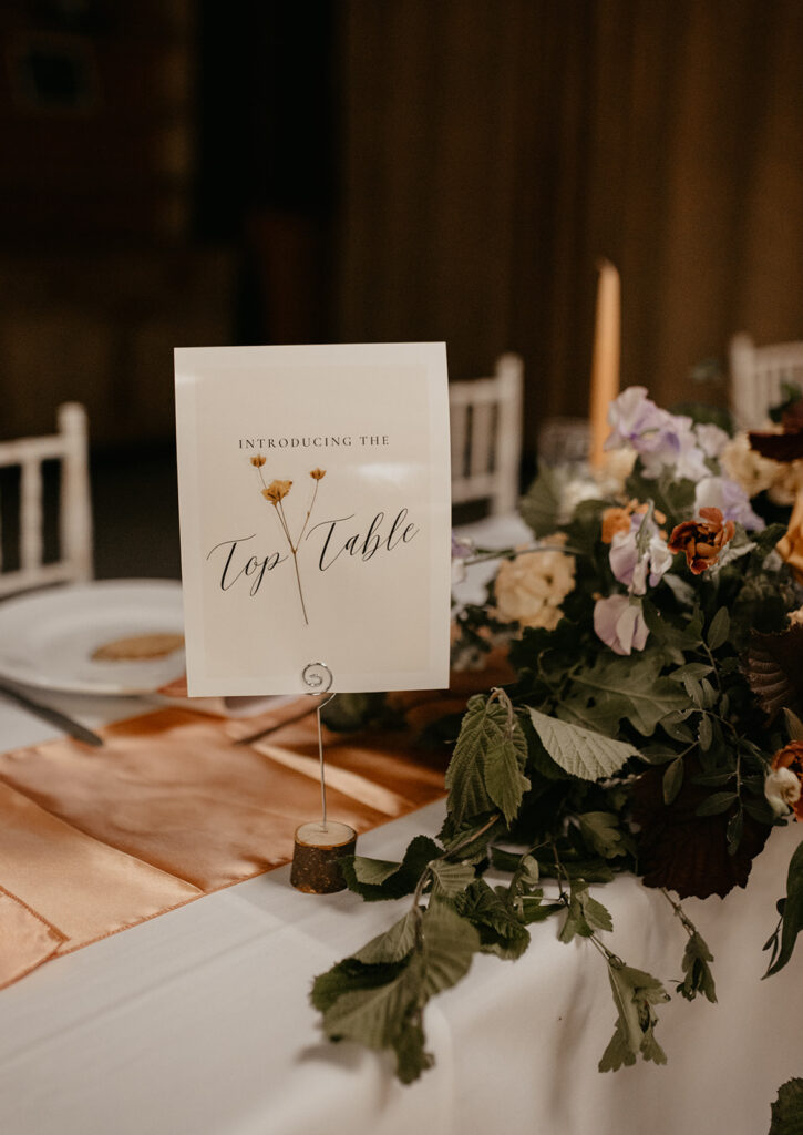 Personalised wedding table names