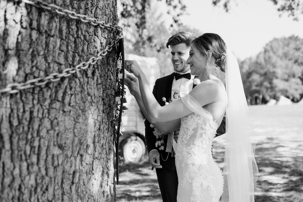 Wedding padlock at Oak Tree Barn