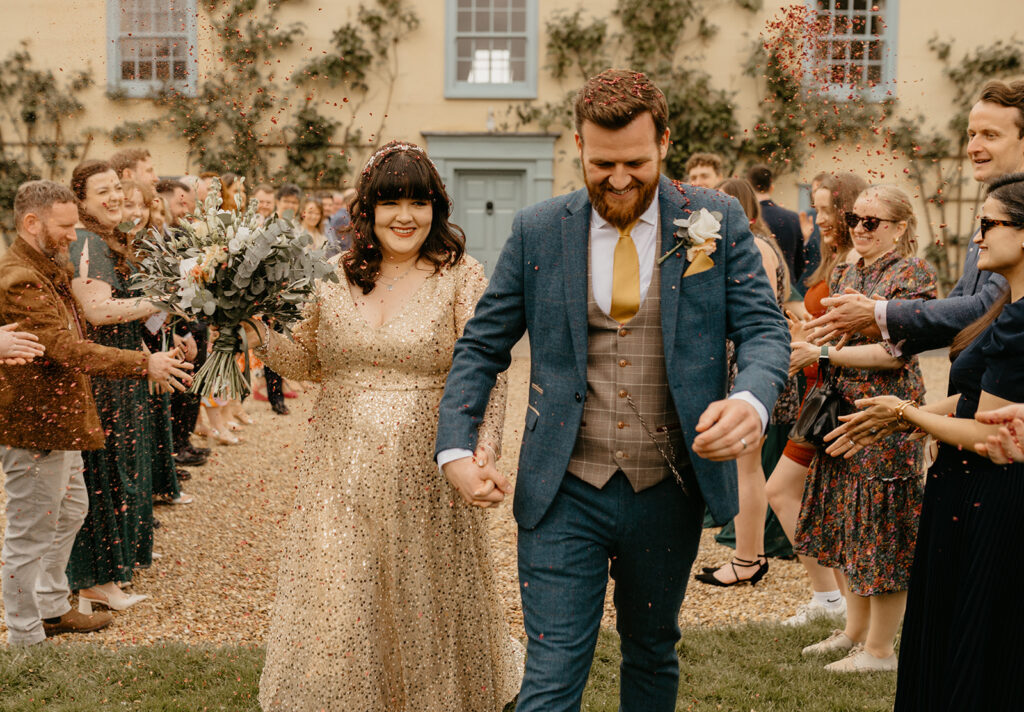 Confetti at South Farm Barn. Hertfordshire wedding venue