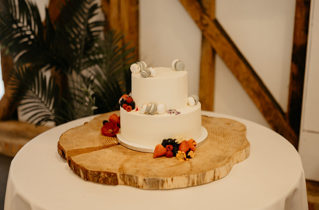 Wedding cake with macarons