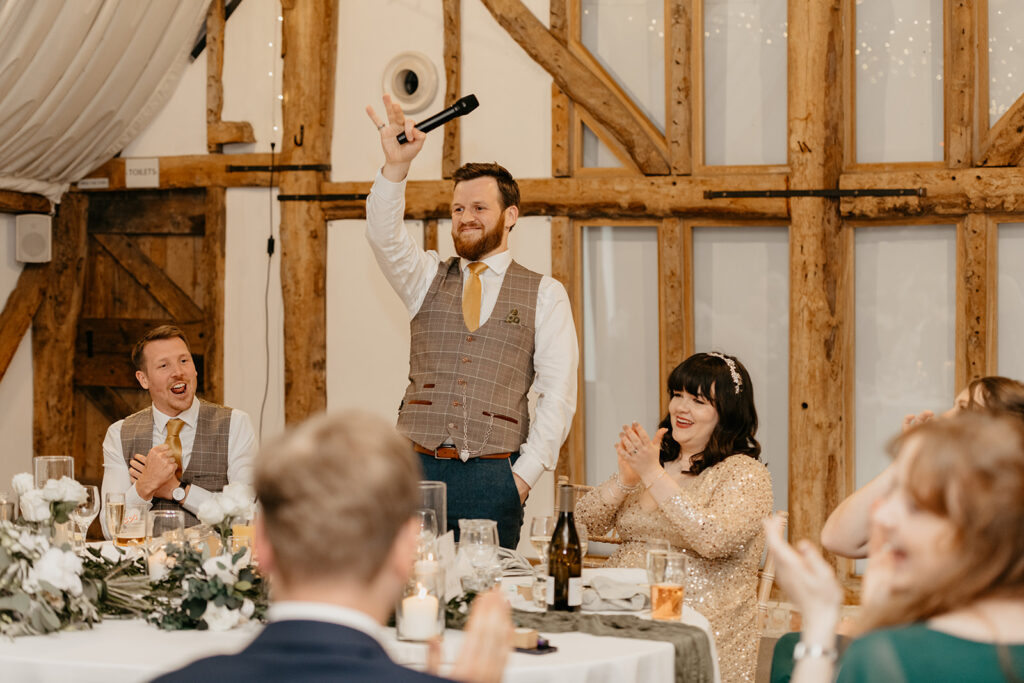 A groom giving his wedding speech at a Hertfordshire wedding venue