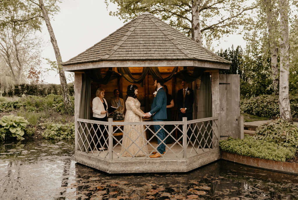 Outdoor wedding ceremony at South Farm Barn