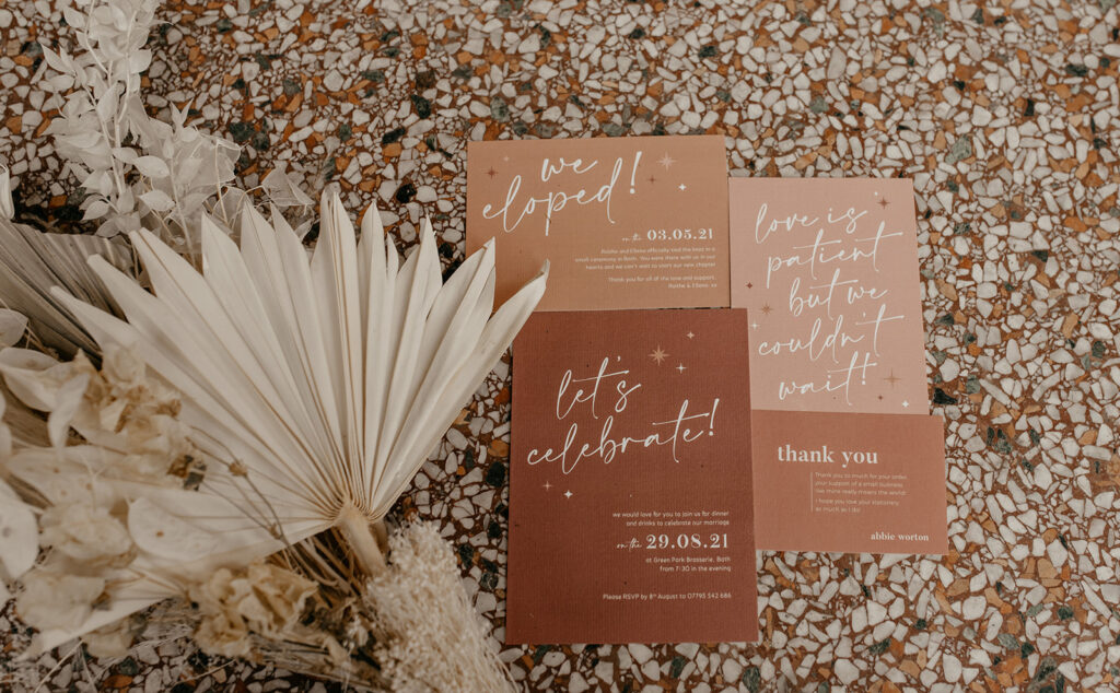 Bath elopement wedding stationery