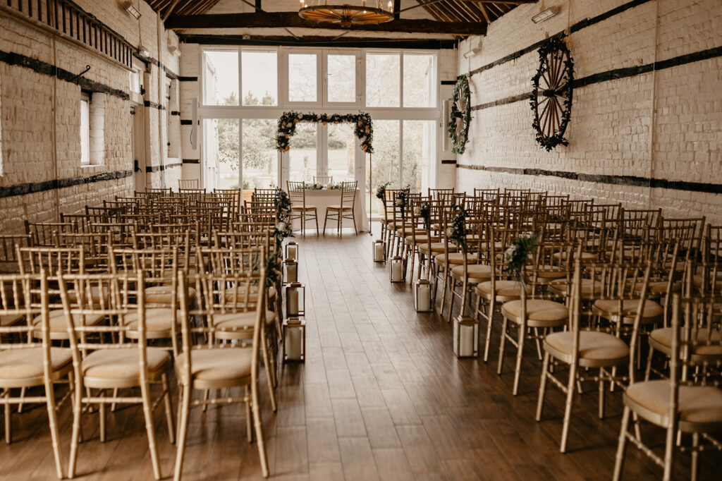 The small barn wedding ceremony at Lillibrooke Manor