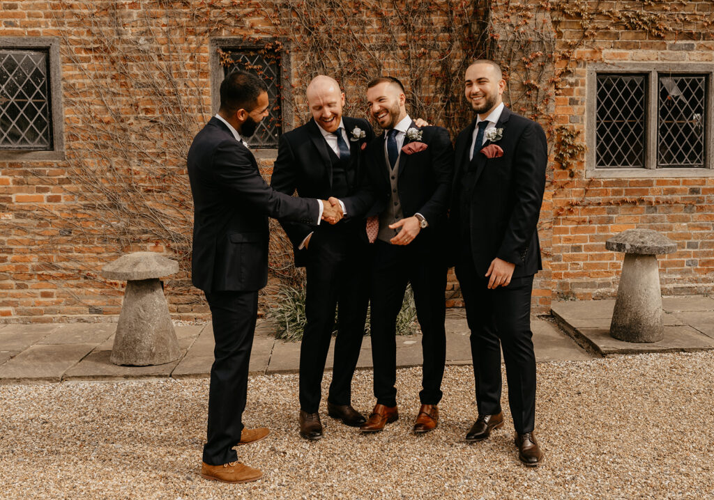 A groom and groomsmen at Lillibrooke Manor
