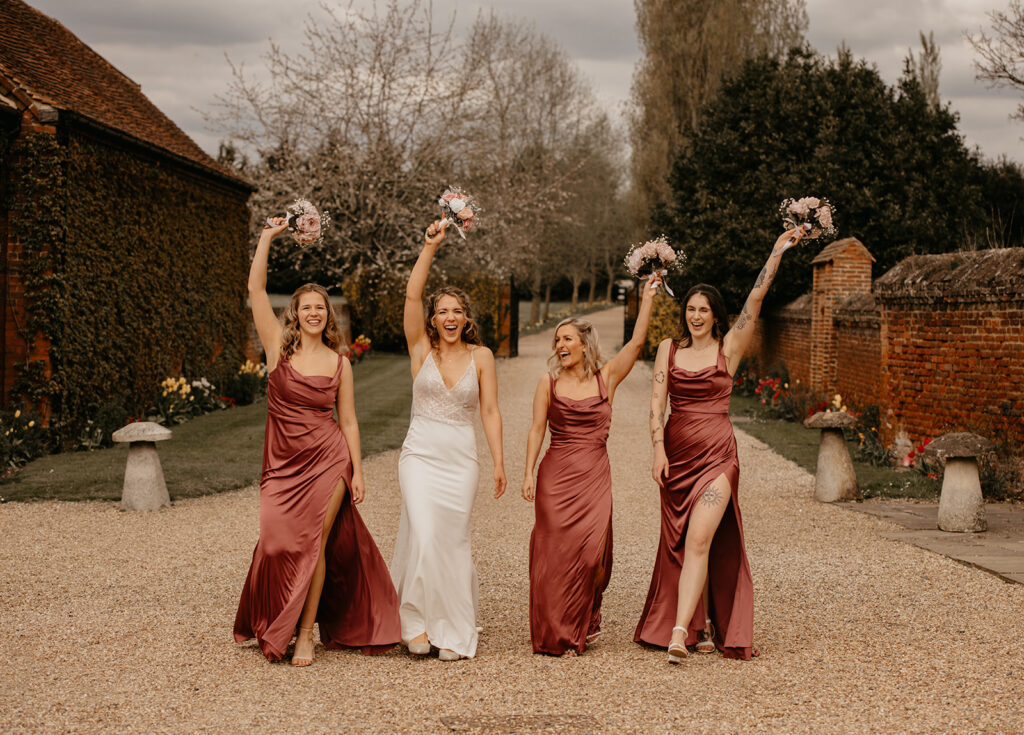 A bride and her bridesmaids at Lillibrooke Manor