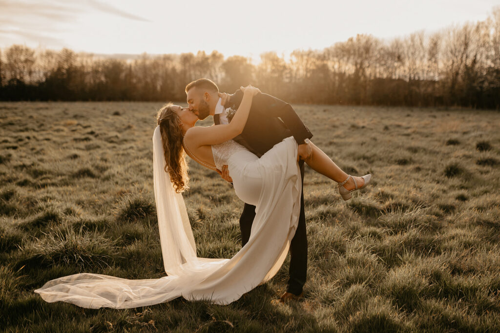 Golden hour sunset at a Lillibrooke Manor wedding