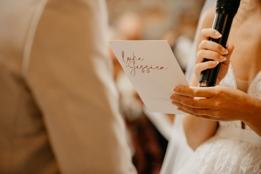 Botley Hill Barn wedding ceremony personalised vow book