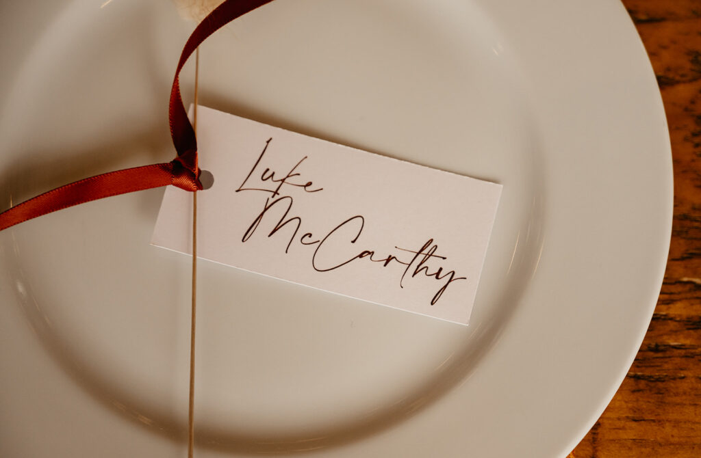 Hand written wedding name card