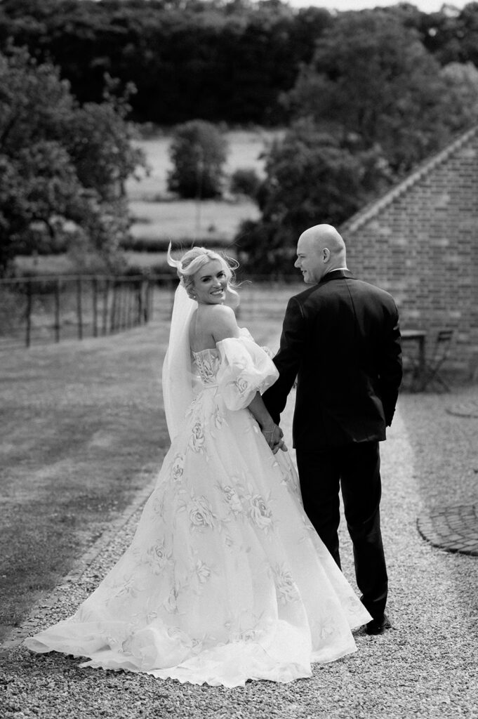 Black and white wedding portraits at Primrose Hill Farm wedding venue
